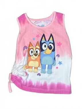 Bluey Girls Pink Sleeveless Tank Top with Bingo and Bluey Graphic
